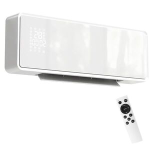 Imagine HOMCOM Încălzitor în ceramicâ de perete 2000W, 3 moduri, Temporizator, Panou de sticlă Alb | Aosom Romania