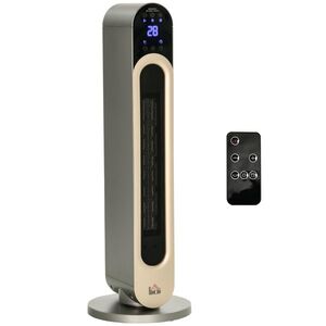 Imagine Incalzitor electric oscilant cu 3 moduri de incalzire cu temperatura reglabila si telecomanda, din ABS, Φ25x73, 5 cm, argintiu HOMCOM | Aosom RO