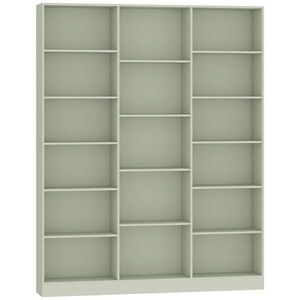 Imagine HOMCOM Bibliotecă 6 Niveluri, Raft de Depozitare cu 17 Compartimente și Polițe Reglabile, 149 x 23, 6 x 188 cm, Verde | Aosom Romania