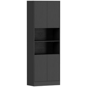 Imagine HOMCOM Cămară de bucătărie 170 cm, dulap cu raft reglabil, negru aspect lemn | Aosom Romania