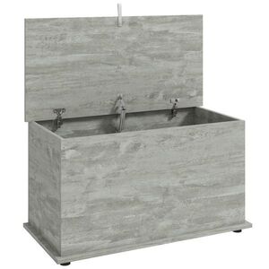 Imagine HOMCOM Cufăr de depozitare, Bancă de depozitare cu capac rabatabil și balamale de siguranță, 80 x 40 x 45 cm, Gri | Aosom Romania