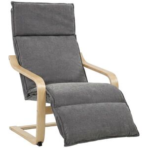 Imagine HOMCOM Fotoliu Modern de Relaxare cu Suport Pentru Picioare, Scaun Spațios, Gri Închis | Aosom Romania