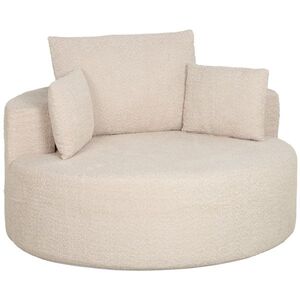 Imagine HOMCOM Pouf canapea rotund din chenille, șezut mare, 2 perne, 1 spătar, 1 traversin, sarcină 250kg, 130x130x82cm, crem | Aosom Romania