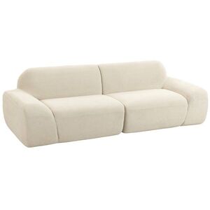 Imagine HOMCOM Canapea 3 locuri din chenille 244 cm, canapea modernă pentru living, șezut și brațare late, arcuri individuale (pocket), crem | Aosom Romania