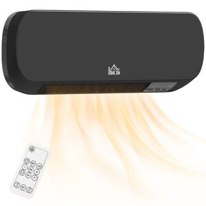 Imagine HOMCOM Aerotermă Electrică de Perete cu Telecomandă și Timer 12h, Negru | Aosom Romania