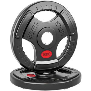 Imagine SPORTNOW Set Discuri Greutăți 2 x 10 kg cu Orificiu de 5 cm și 3 Mânere, Oțel cu Acoperire din Plastic, Negru | Aosom Romania