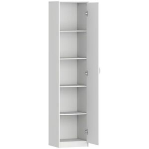 Imagine HOMCOM Dulap de Bucătărie Înalt Slim 180 cm, Mobilier cu 5 Rafturi și Ușă Soft Close, Anti-Răsturnare, Rafturi Reglabile, Mobilier Modern pentru Bucătărie, Alb | Aosom Romania