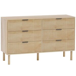 Imagine HOMCOM Comodă cu 6 Sertare din Lemn pentru Dormitor și Hol, Stil Nordic, 120 x 39, 5 x 75 cm, Stejar | Aosom Romania