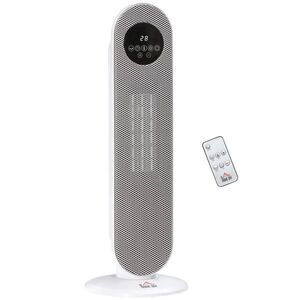 Imagine HOMCOM Încălzitor auxiliar Radiator cu suflare Radiator ceramic oscilant 15-40°C cu Telecomandă 1300/2000W, 21 x 21 x 63, 5 cm | Aosom Romania