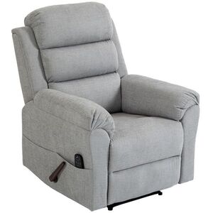 Imagine HOMCOM Fotoliu Reclinabil cu Masaj Manual 135°, Încălzire și 8 Puncte de Masaj, Chenille, 87x95x109 cm, Gri Deschis | Aosom Romania