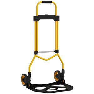 Imagine HOMCOM Cărucior de Transport cu Mâner Telescopic, Capacitate 60 kg, Cadru din Oțel, Galben | Aosom Romania