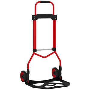 Imagine HOMCOM Cărucior de Transport cu Mâner Telescopic, Capacitate 60 kg, Cadru din Oțel, Roșu | Aosom Romania