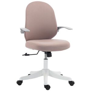 Imagine HOMCOM Scaun de Birou Ergonomic cu Brațe Rabatabile și Înălțime Reglabilă, Mesh Respirabil, 60, 5x54x99 cm, Roz | Aosom Romania