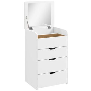 Imagine HOMCOM Măsuță de Toaletă cu Oglindă Rabatabilă și Scaun, Compactă, Alb | Aosom Romania