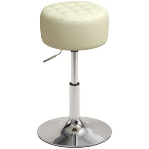 Imagine HOMCOM Scaun de Bar din Piele Ecologică PU, Reglabil pe Înălțime, Șezut Moale Gros, Rotire 360°, Pentru Insulă, Alb | Aosom Romania