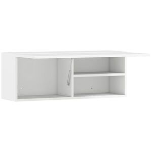 Imagine HOMCOM Dulap Suspendat pentru Baie cu Ușă Rabatabilă și Rafturi, 80x25x30 cm, Alb | Aosom Romania
