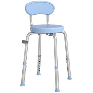 Imagine HOMCOM Scaun de Duș Rotativ 360° cu Spătar, Înălțime Reglabilă, Albastru Deschis | Aosom Romania