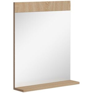 Imagine HOMCOM Oglindă de Perete pentru Baie cu Raft Deschis Oglindă pentru Intrare Hol 50x12x60 cm Stejar | Aosom Romania