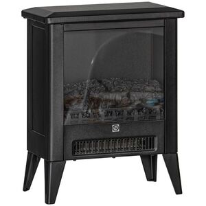 Imagine HOMCOM Șemineu Electric cu Efect Flacără 3D pe 3 Intensități, Oprire Automată, Încălzire Reglabilă, 36x21x47 cm, Negru | Aosom Romania