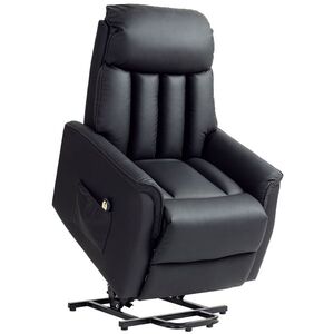 Imagine HOMCOM Fotoliu Electric Rabatabil până la 145° din Piele Ecologică cu Telecomandă, 80x94x104 cm, Negru | Aosom Romania
