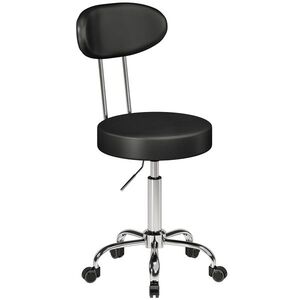Imagine HOMCOM Scaun Reglabil Rotativ a 360°con Spătar Și Șezut Tapițate, Negru | Aosom Romania