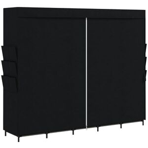 Imagine HOMCOM Dulap Textil Compact cu 5 Bare, 5 Rafturi, 6 Buzunare Laterale, Uși Anti-Praf cu Fermoar, Negru | Aosom Romania