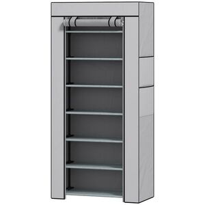 Imagine HOMCOM Pantofar cu 7 rafturi din oțel, cu husă din material nețesut, 60 x 30 x 126 cm, gri | Aosom Romania
