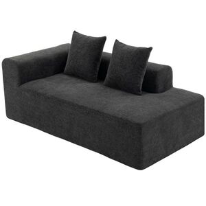 Imagine HOMCOM Canapea cu 2 locuri din chenille cu 2 perne șezut cu arcuri fără montaj 71, 5x91, 5x83 cm Gri închis | Aosom Romania