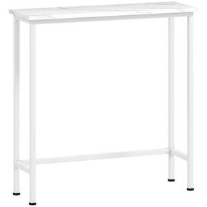 Imagine HOMCOM Masă consolă de hol cu piciorușe reglabile, protecție la răsturnare 75 x 24 x 76 cm pentru spații mici Alb | Aosom Romania