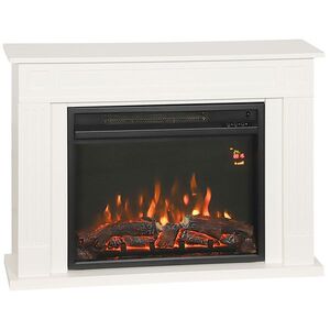 Imagine HOMCOM Șemineu Electric cu Flacără în 12 Culori, Telecomandă și Timer, 98x23.5x69.5 cm, Alb și Negru | Aosom Romania