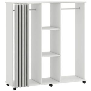 Imagine HOMCOM Dulap cu umeraș Mobilier de depozitare mobil 6 roți 120L x 40l x 128H cm alb | Aosom Romania