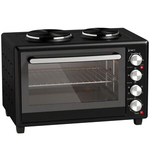 Imagine HOMCOM 36L cuptor mini cu 2 plite, cuptor electric de masă cu ventilare, 90–230 °C | Aosom Romania