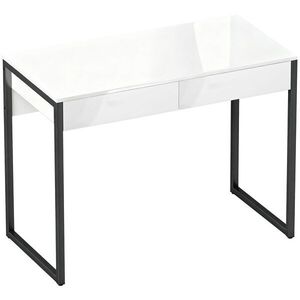Imagine HOMCOM Birou 100 x 50 cm, masă pentru calculator cu 2 sertare, pentru spații mici, negru | Aosom Romania