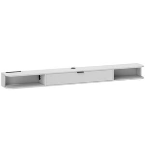 Imagine HOMCOM Suport TV Suspendat, Suport pentru televizoare de până la 190, 5 cm, Sertar rabatabil, 2 rafturi, 180x24x16cm, Alb | Aosom Romania