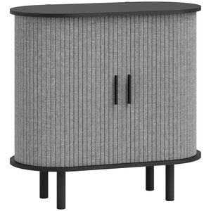 Imagine HOMCOM Bufet pentru living, mobilier de depozitare oval cu 2 uși glisante și 2 compartimente, 80 x 40 x 78 cm, gri | Aosom Romania