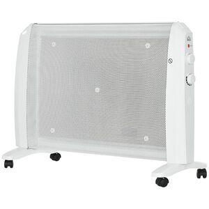 Imagine HOMCOM Radiator Electric Mică 1000W/2000W cu Termostat Reglabil, 15-20 m², 4 Roți, 79x27x54 cm, Alb | Aosom Romania