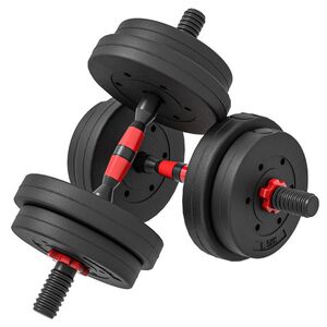 Imagine HOMCOM Set 2 gantere antiderapante cu 8 discuri de greutăți, 15 kg total, și conector, din oțel, HDPE și nisip, negru | Aosom Romania