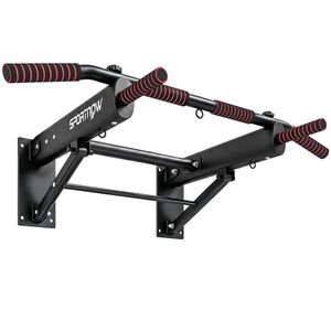 Imagine SPORTNOW Bară Tracțiuni de Perete Pliabilă cu Mânere Antiderapante, Oțel, 120 kg, Negru | Aosom Romania