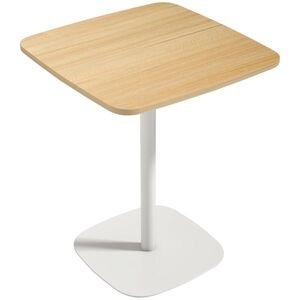 Imagine HOMCOM Masă de Bucătărie Pătrată 60 cm, Blat Efect Lemn, Bază din Oțel și Picioare Antiderapante, Lemn Natur | Aosom Romania