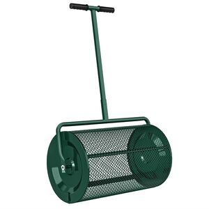 Imagine Outsunny Distribuitor de Îngrășământ 75 L din Metal cu Mâner Reglabil în T și Mâner Căptușit, 70x40x112 cm, Verde | Aosom Romania