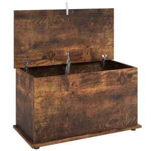 Imagine HOMCOM Ladă de Depozitare, Bancă pentru Pantofi cu Capac de Siguranță, pentru Capătul Patului, Maro Rustic | Aosom Romania