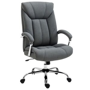 Imagine Vinsetto Scaun de birou cu funcție de balans, scaun ergonomic cu brațe capitonate, suport pentru cap ajustabil, scaun de birou rotativ cu spătar din nailon Gri 65 x 78 x 110-118 cm | Aosom Romania