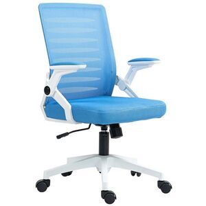 Imagine Vinsetto Scaun Ergonomic Reglabil pe Înălțime cu Cotiere de Ridicare, Scaun de Birou Pivotant din Poliester, 54x54x89-99 cm, Albastru | Aosom Romania