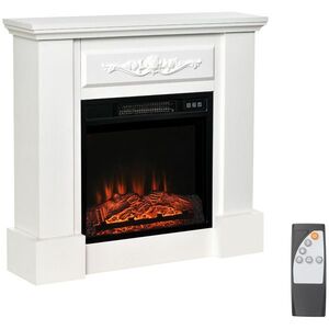 Imagine HOMCOM Șemineu Electric de Podea 1800W cu Efect de Flacără, Telecomandă și Timer | Aosom Romania