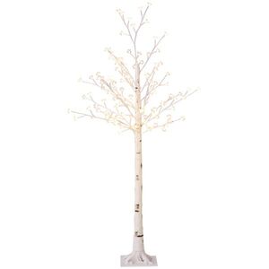 Imagine HOMCOM Copac Di Betulla Con 120 Lumini Led Înalt 150cm 3 Niveluri Luminosità Alb | Aosom Romania