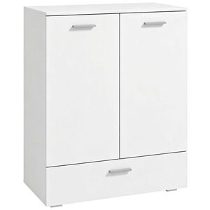 Imagine HOMCOM Comodă modernă, dulap de depozitare independent cu sertar și raft reglabil, Alb | Aosom Romania