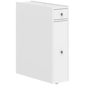 Imagine HOMCOM Dulap Baie Slim cu 2 Sertare și Compartiment Deschis, 16x48x58 cm, Alb | Aosom Romania