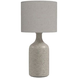 Imagine HOMCOM Lampă de masă, lampă de noptieră pentru birou cu bază din ceramică, abajur din in, 22x22x45 cm Nisipiu+Bej | Aosom Romania