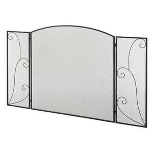 Imagine HOMCOM Scut de protecție pentru șeminee, 3 panouri, pliabil, flexibil, metal, negru, 132, 5 x 76, 5cm | Aosom Romania