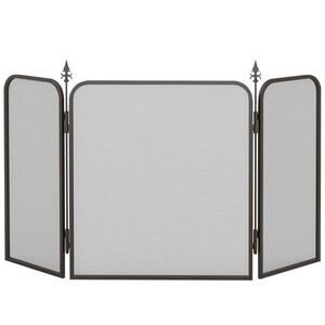 Imagine HOMCOM Paravan Pliant pentru Șemineu cu 3 Panouri, Paravan de Protecție din Metal, 96x1, 3x56 cm, Negru | Aosom Romania